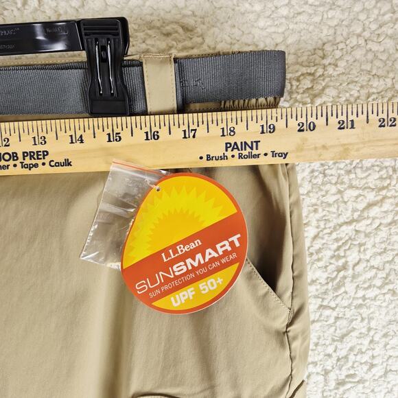 LL Bean Pants Mens Medium Khaki SunSmart UPF 50+ Outdoor Hiking Nylon Belted - Picture 5 of 16